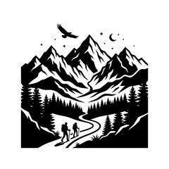 Fototapeta premium vector illustration of mountain landscape