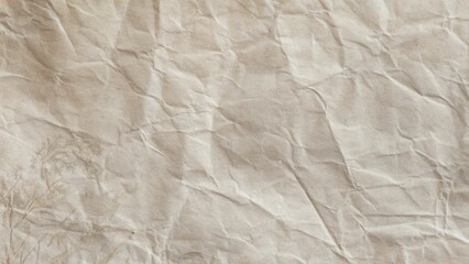 Fototapeta premium Vintage Crumpled Paper Texture Background – Beige Wrinkled Recycled Paper Surface with Distressed Parchment Style, Realistic Folded Paper Backdrop, Grunge Overlay and Retro Stationery Texture