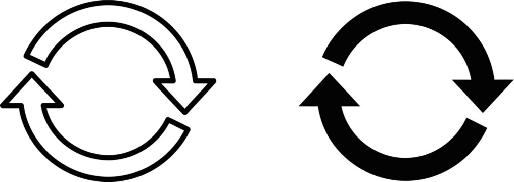 Two circular arrows symbolizing refresh or repeat actions against a white background