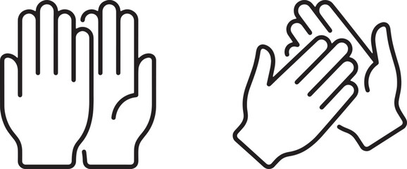 Obraz premium Art & Illustration, Minimalist Clapping Hands Applause Outline Icons Vector