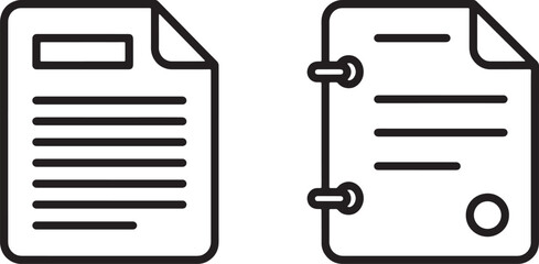 Obraz premium Art & Illustration, Corporate Document File and Legal Certificate Binder Outline Icons