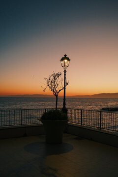 Sunset view in Camogli, liguria, italy