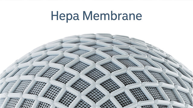 Closeup of a hepa membrane filter with a white lattice structure on a white background  industrial technology