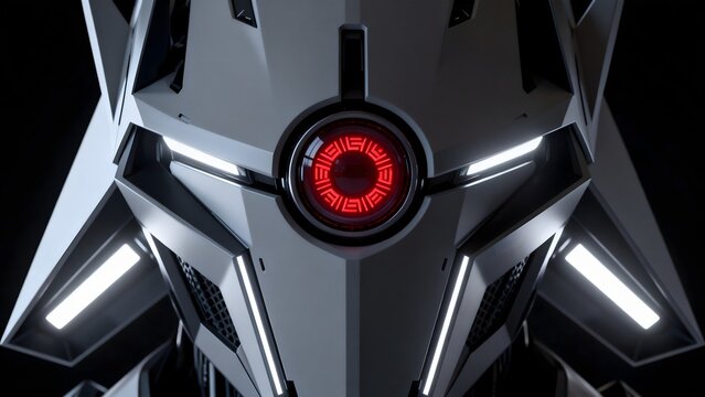 Closeup of a futuristic robot head