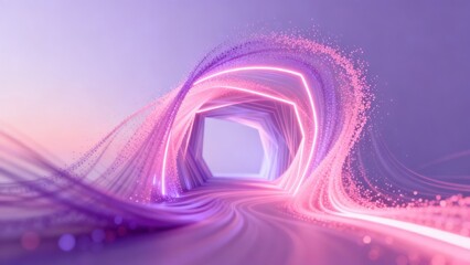 Fototapeta premium Abstract glowing tunnel with flowing particles
