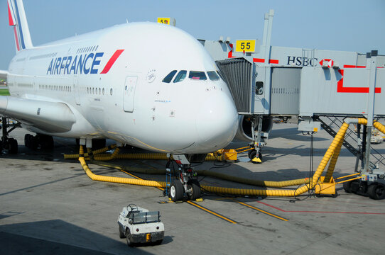 MONTREAL QUEBEC CANADA: The Airbus A380 is a large wide-body airliner, developed and produced by Airbus from 2003 to 2021. It is the world's largest passenger airliner and the only full-length 
