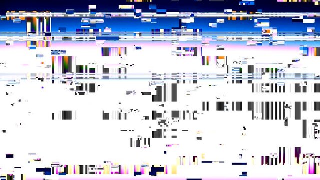 Digital TV glitch with pixels and flashing light