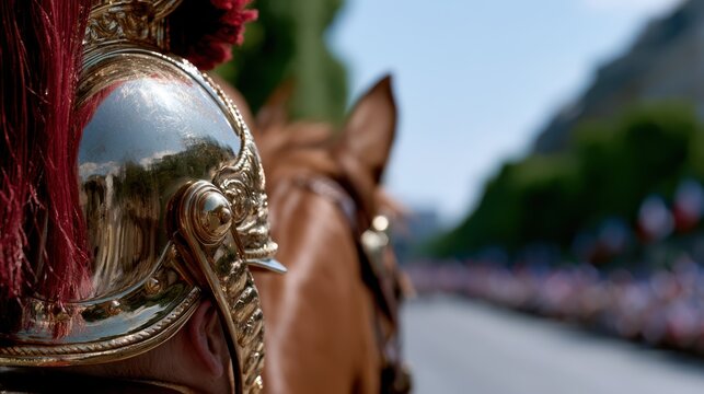 military parade coverage, a documentary featuring a garde rpublicaine soldier and parisian backdrop during a military parade