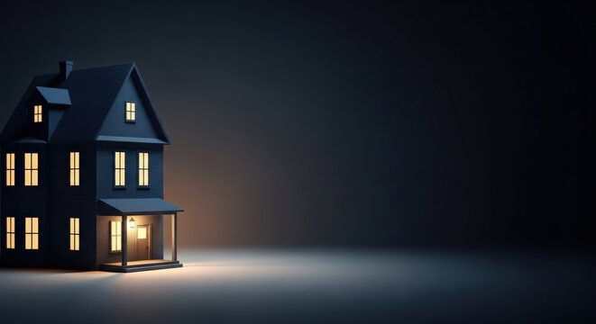 Dark House Design Minimalist Architecture Building Structure Home Residence Housing Real Estate Property Investment Black and White Silhouette