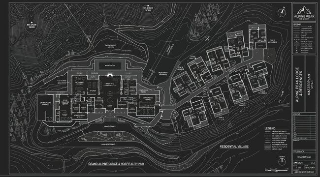 Inverted architectural site plan for a residential village development
