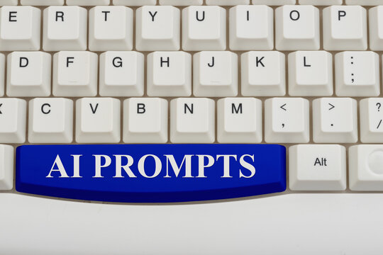 AI Prompts text a white computer keyboard for prompt engineering