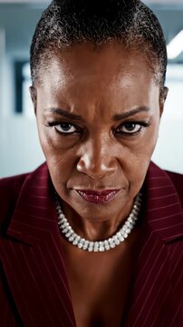 Close up, an intensely arrogant executive looking down their nose