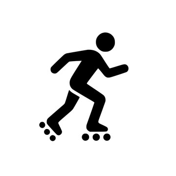 Silhouette of a person inline skating