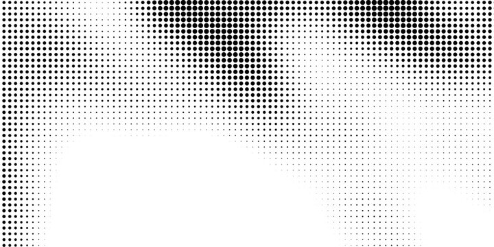 Grunge halftone gradient background. Faded grit noise texture. White and black sand wallpaper. Retro pixelated backdrop. Anime or manga style comic overlay. Vector graphic design textured template