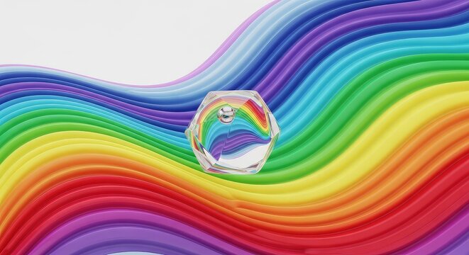 A vibrant abstract background featuring smooth flowing wavy lines in a bright rainbow gradient creating a sense of movement and energy, background, neon, pattern
