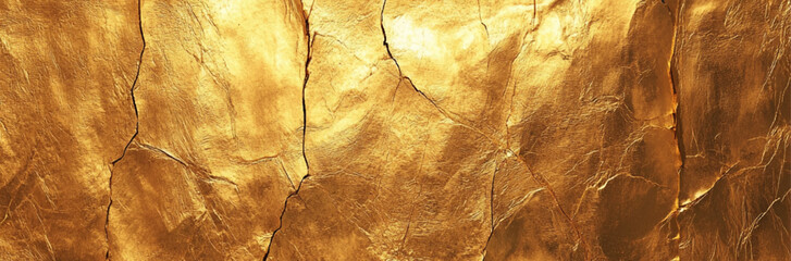 Fototapeta premium Premium Golden Textured Sheet with Cracks Foil Creases Overlay