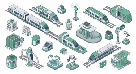 Modern Futuristic Transportation Technology Collection Isometric Style. © Dono