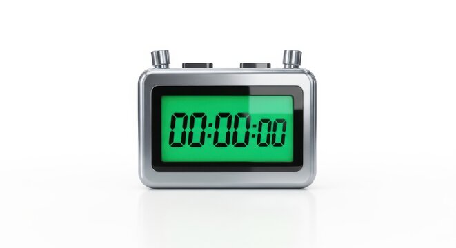 Digital timer, green display, countdown clock, electronic stopwatch