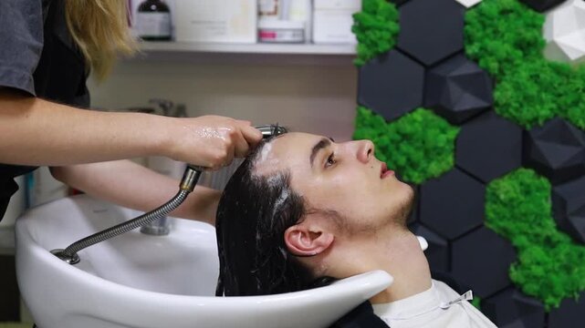 Hair washing at beauty salon