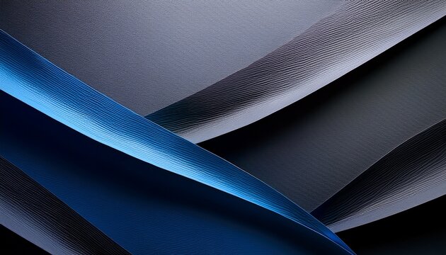 abstract layers of textured paper in dark blue and gray hues with lighting effects creating depth and intrigue in a visually striking composition