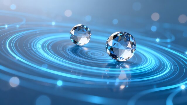Two Faceted Spheres on Blue Surface
