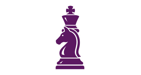 Fototapeta premium Purple chess knight silhouette on transparent background