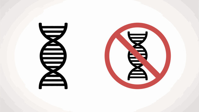 Dna Double Helix Illustration With Prohibition Sign On White Background deoxyribonucleic acid genetic code nucleic structure biological science biotechnology molecular biology
