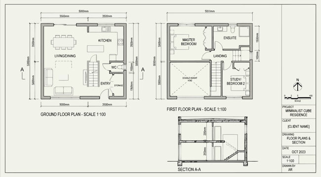 Residential house floor plan with ground and first floor layout