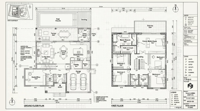 Ground floor and first floor residential house plans