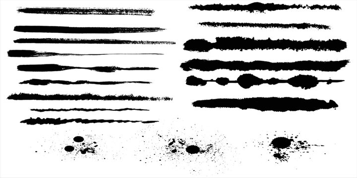 Ink Brush Stroke and Splatter Set for Grunge Texture and Creative Design