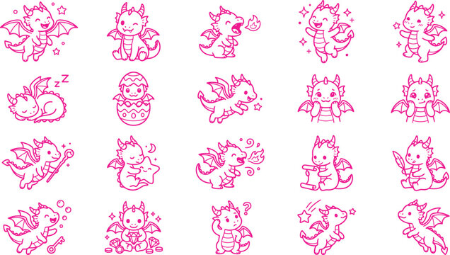 cute pink cat icons, cartoon feline illustrations, vector kawaii cats, pink animal graphics