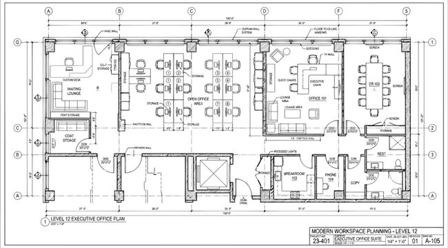 Level 12 existing office floor plan architectural drawing