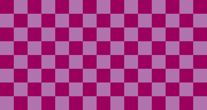 Classic purple checkerboard seamless pattern with minimalist violet checkered grid background for fabric textile.