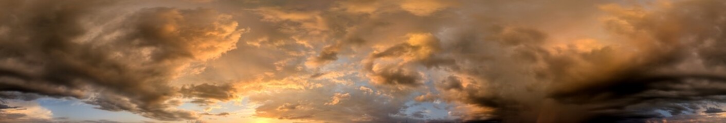 Fototapeta premium Sunset Rainy Clouds Panoramic Photo