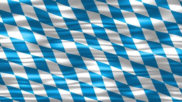 Bavarian flag waving, blue white diamond pattern
