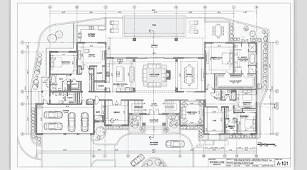 Fototapeta premium Modern residential house floor plan architectural blueprint