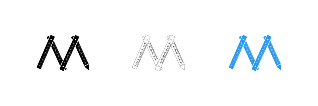 Modern stylized letter m icon variations in different colors isolated on transparent background, Vector