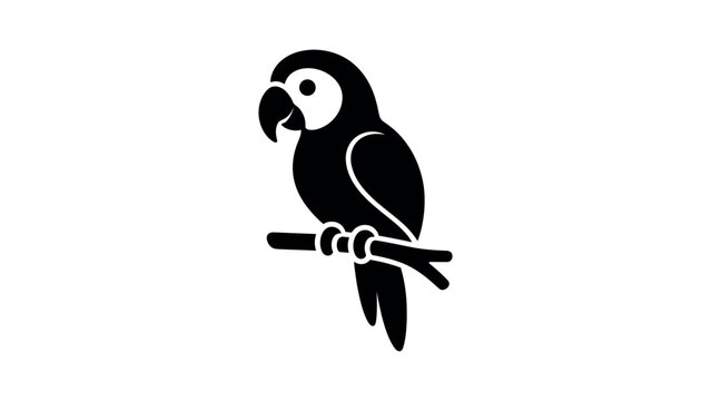 Parrot Bird Sitting on Branch Vector Illustration Design
