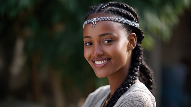 Beautiful oromo girls, great features,ancient Cushitic nose and skin, hyper realistic, cinematic, 8k ,beautiful wollo oromo girl,Ethiopian women,cornrow hairstyle