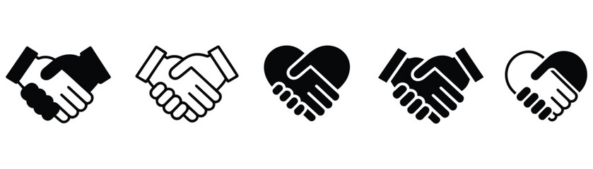 Obraz premium Business Partnership Handshake and Corporate Trust Agreement Icon Set