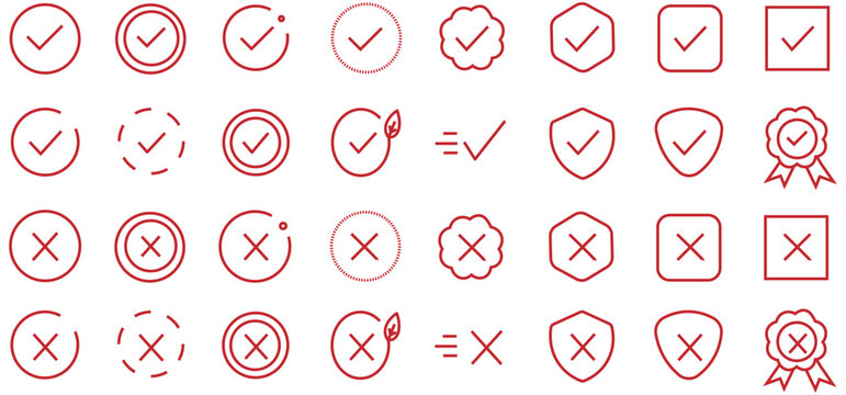 Checkmark thin line icon set stoke icon .