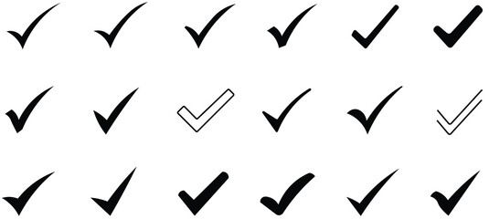 Check mark icon set. Check mark icon. Tick mark symbol vector  © HIKE STUDIO 9