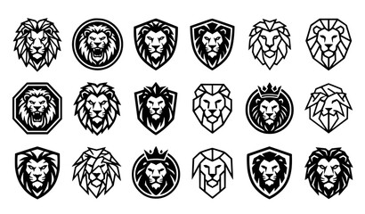 Modern Black and White Lion Icon Design Vector Illustration © Rashel12