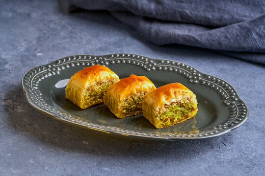 Turkish  Baklava with pistachio  . Traditional Middle Eastern dessert 