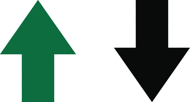 Green up arrow and black down arrow icons side by side