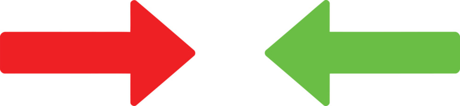 Red arrow pointing right and green arrow pointing left symbols
