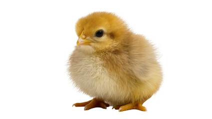 Fluffy yellow chick with orange beak and feet © Maria