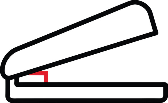 stapler with open tray line art vector illustration on transparent background