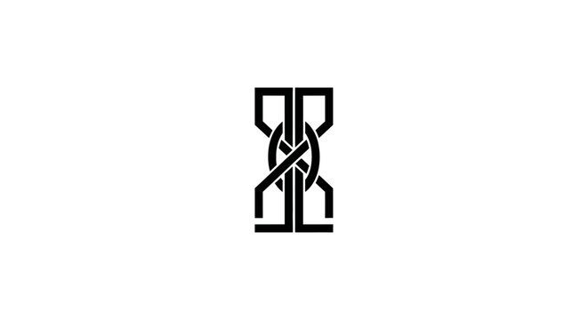 Monogram RR Logo Design, Geometric Abstract Symbol, Black and White