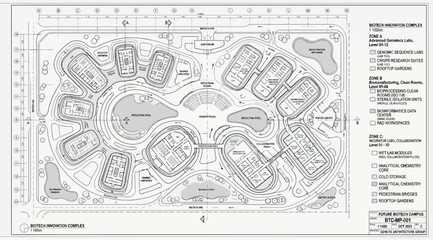 Obraz premium Technical master plan layout for a sustainable campus development project